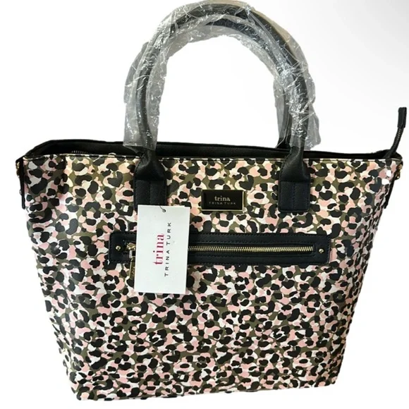 NWT Trina Turk Leopard Tote bag purse pocket book MSRP $148 - Picture 1 of 4